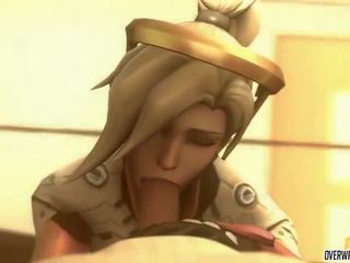 Glorious mercy z overwatch dostaje do ssać na duży wał ładnie