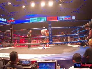 Asian GF visits some Muay Thai fights and thanks her big pecker friend after with dirty clip