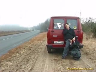 Public dirty film in Front of Massive Traffic